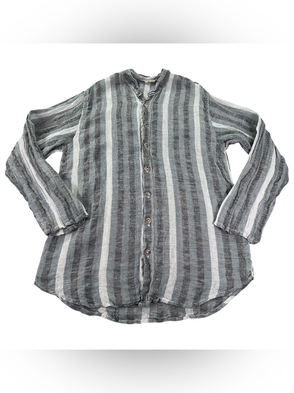 Linomania Artigianato Italiano Linen Tunic Women’s M Gray Stripe Positano